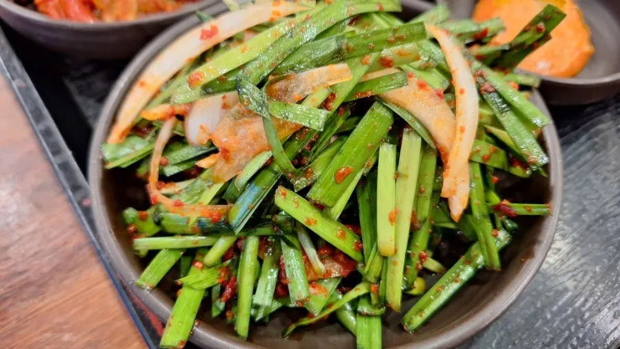 Side dish spread with lettuce and gangdoenjang