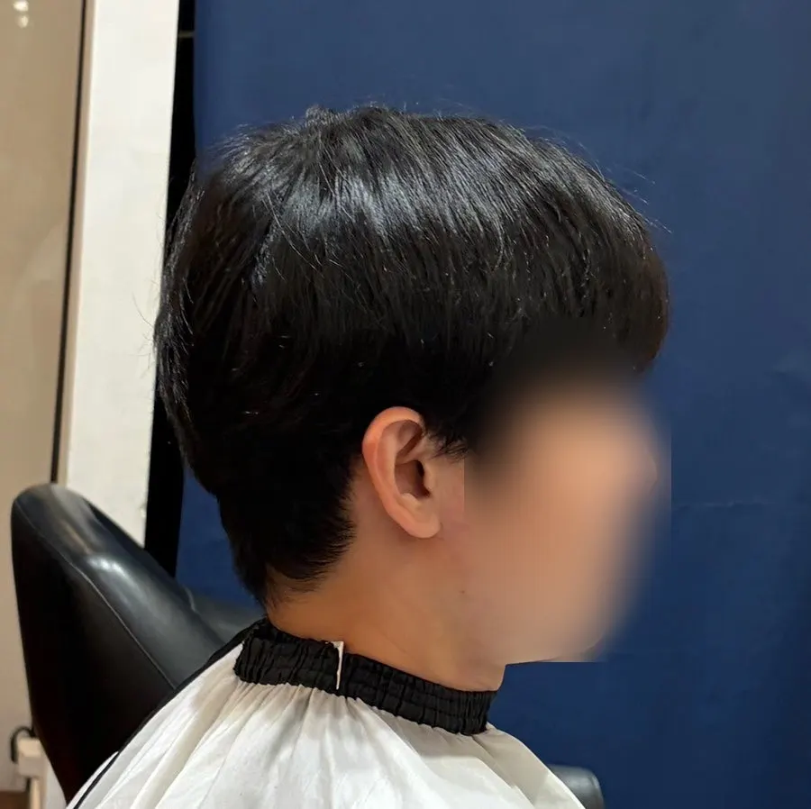 Before and after comparison of the see-through shadow perm