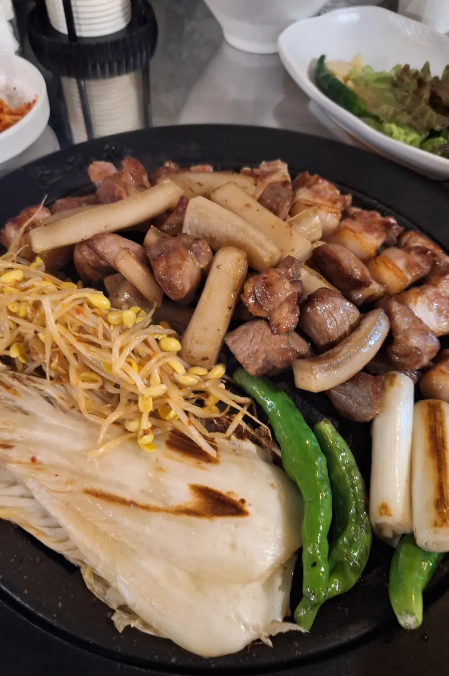 Pork belly, pork neck, and pork rind platter