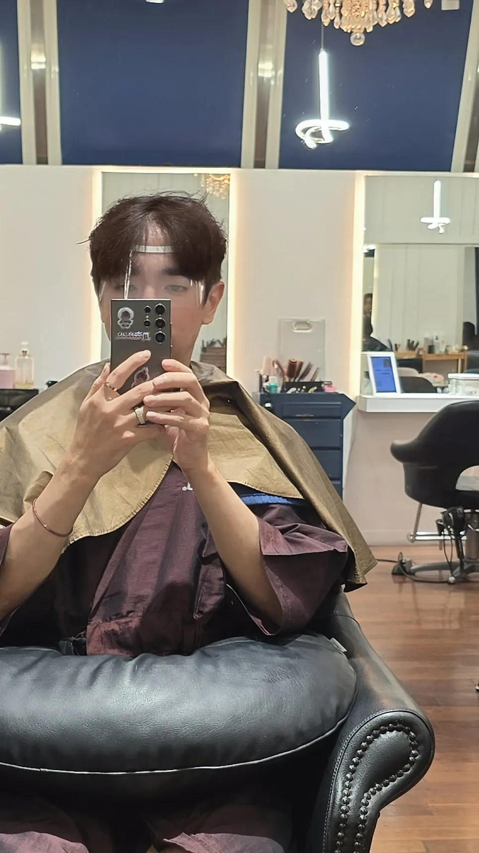 Side hair before a down perm