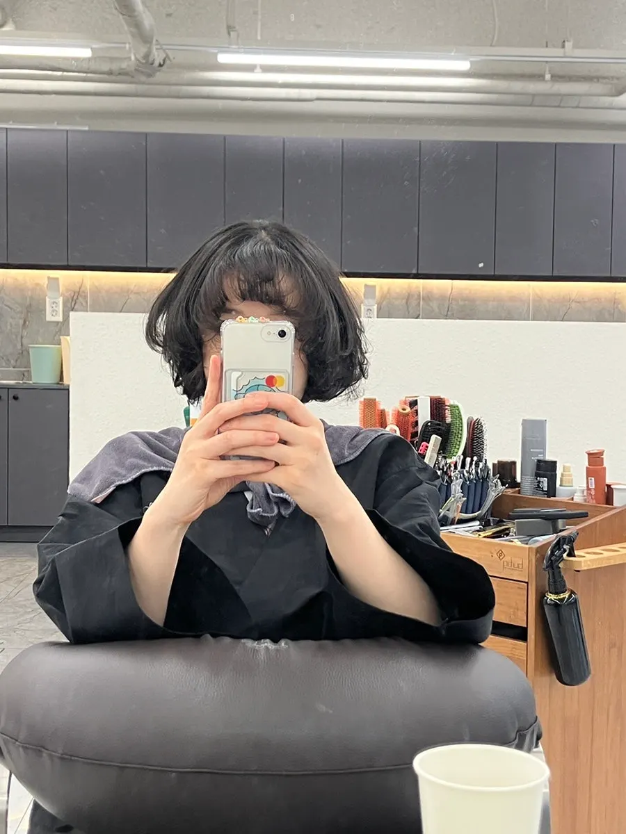 단발 모발 약제 도포 시술 과정
