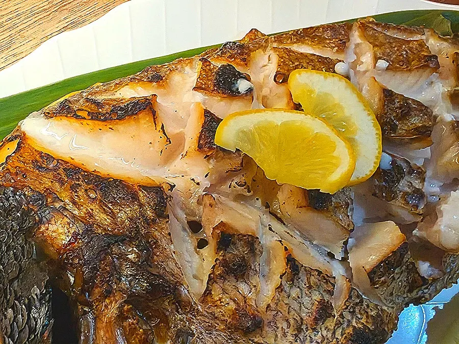 Beautifully browned flower sea bream skin