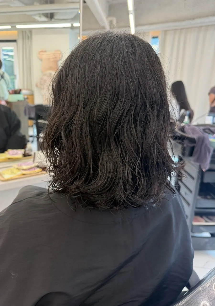 Back view of the bob perm with added volume