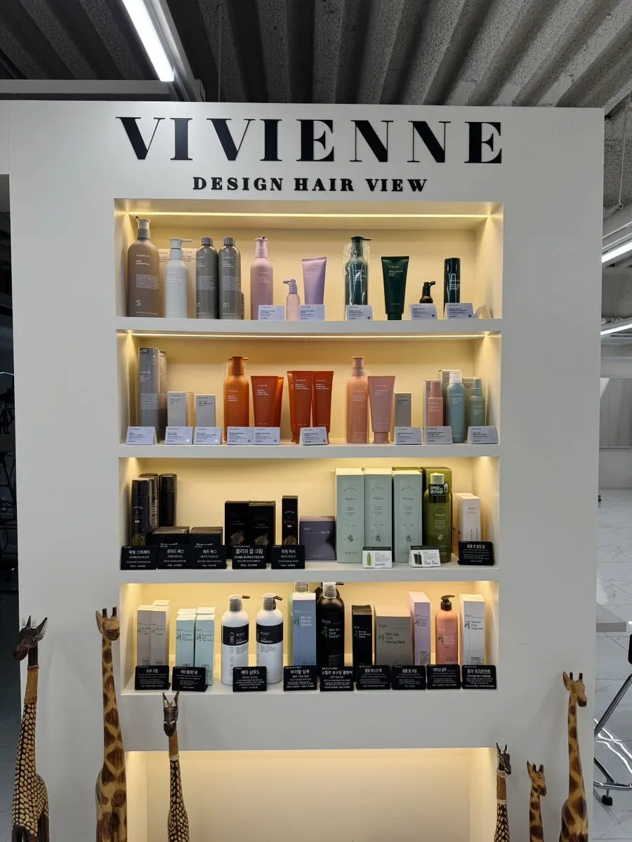Hair products displayed at the entrance