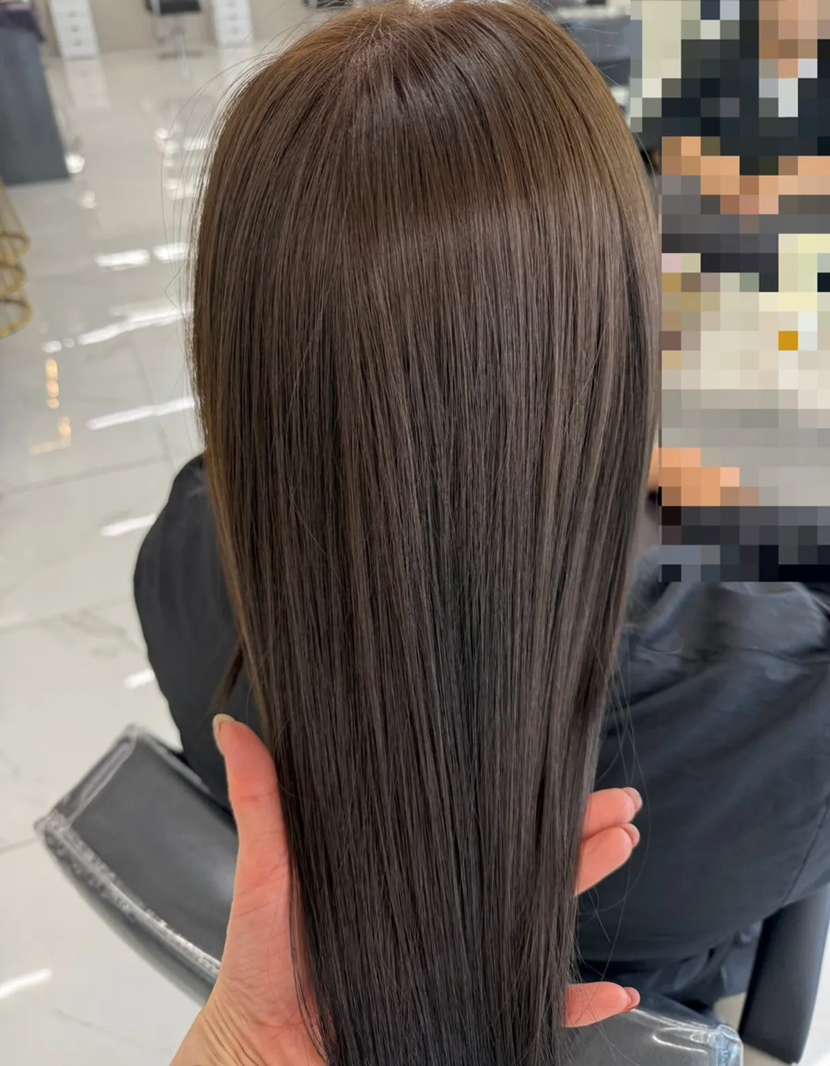 Finished hair after the matte brown coloring