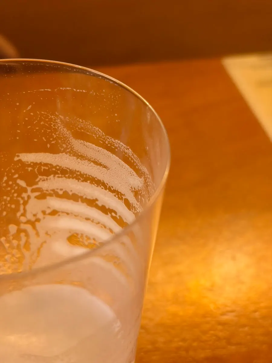 Draft beer in an ultra-thin glass imported from Japan