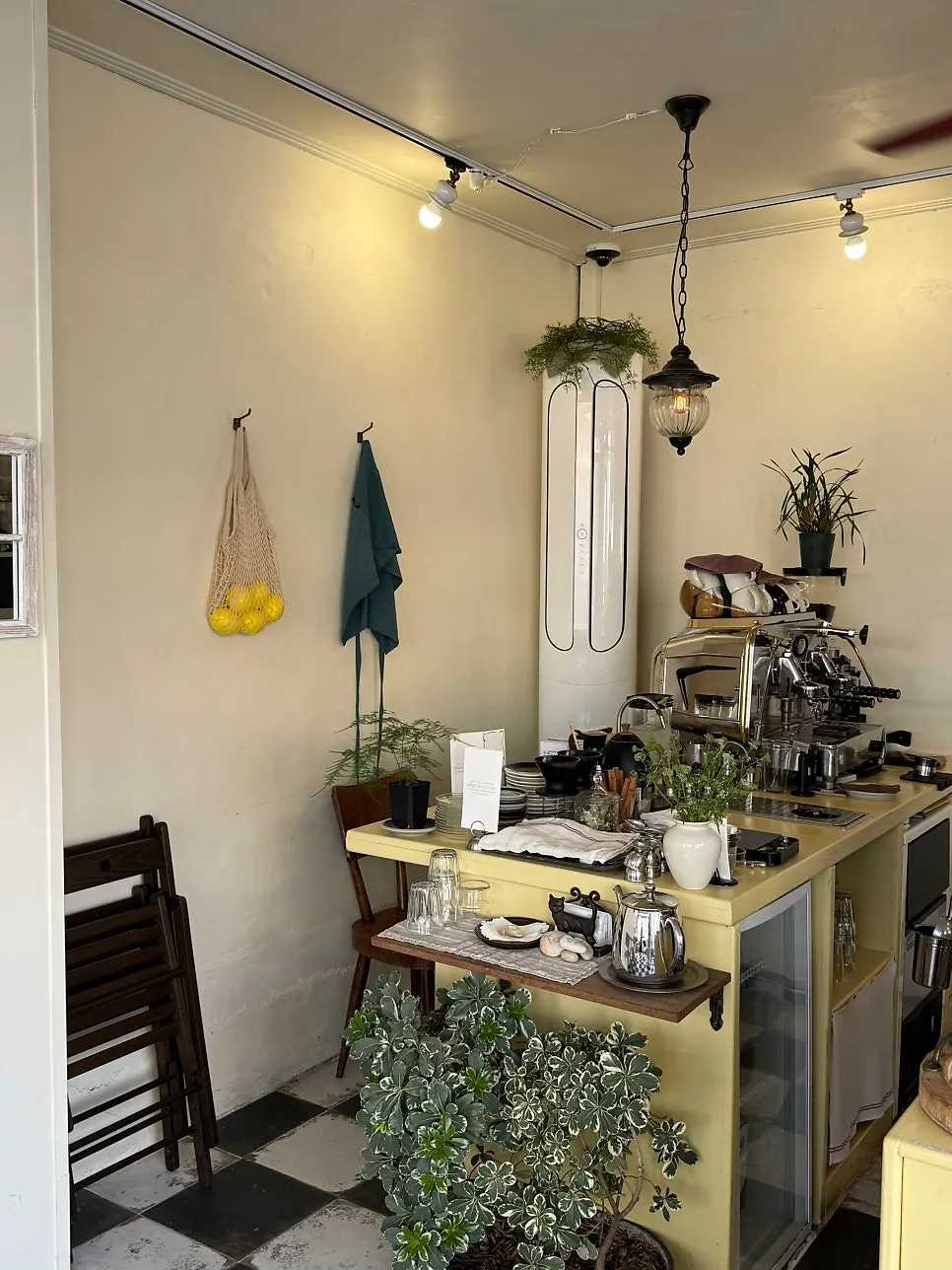 Café interior decorated with cute props