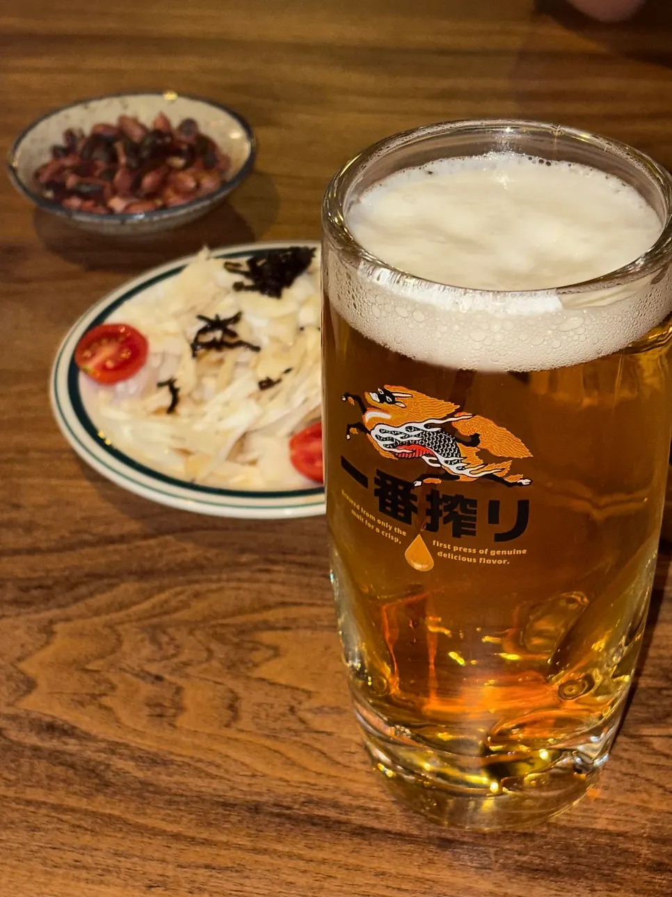 A glass of Kirin Ichiban draft beer
