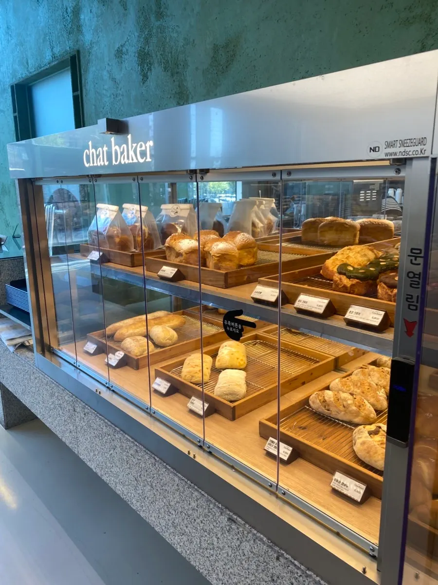Bakery display case at Chat Baker