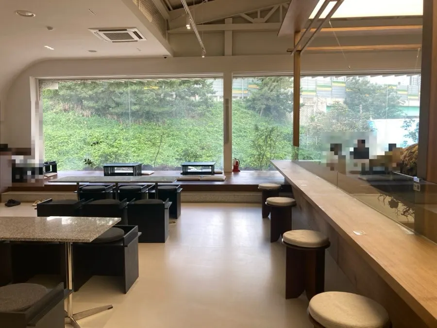 Second-floor seating area at the large Chat Baker café