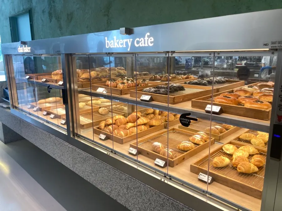 Bread corner with a wide variety of breads at Chat Baker