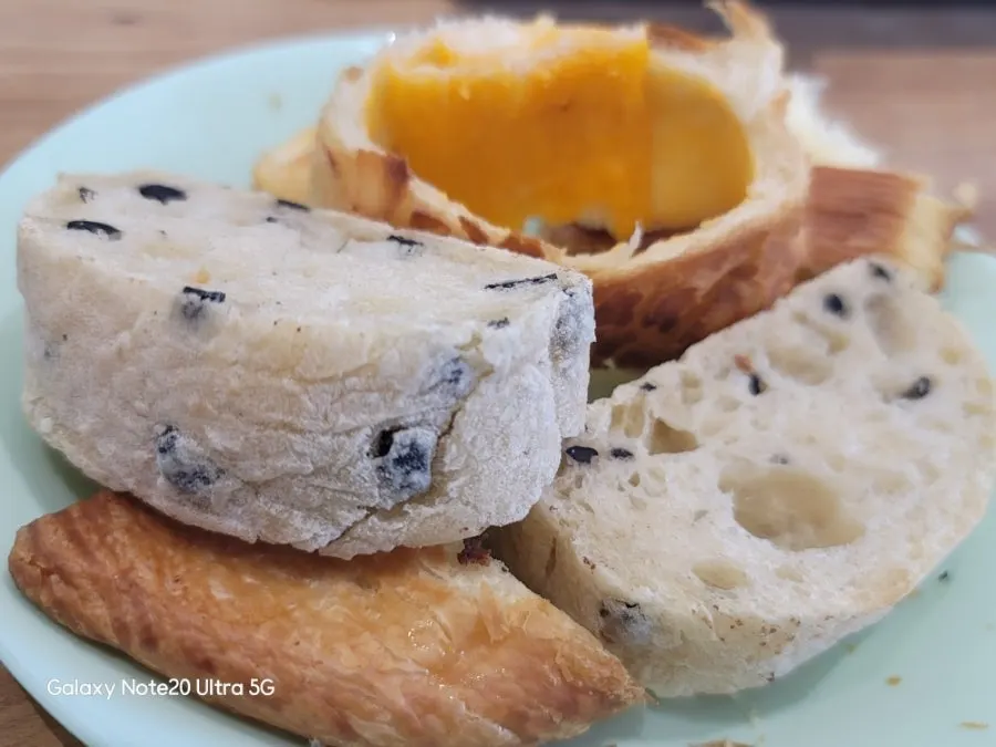 Crumb of the olive-studded ciabatta