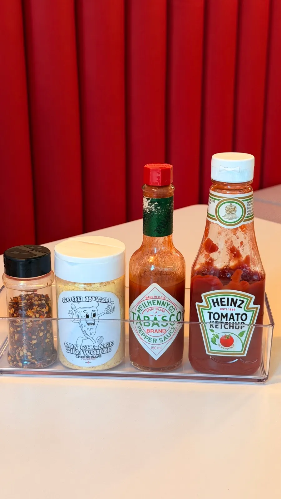 Basic sauces and seasonings set on the table