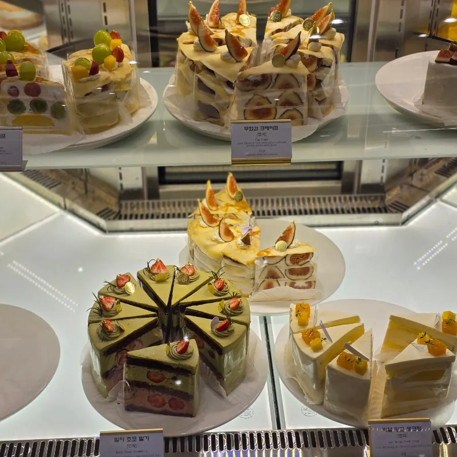 Various types of slice cakes at Chef Cho