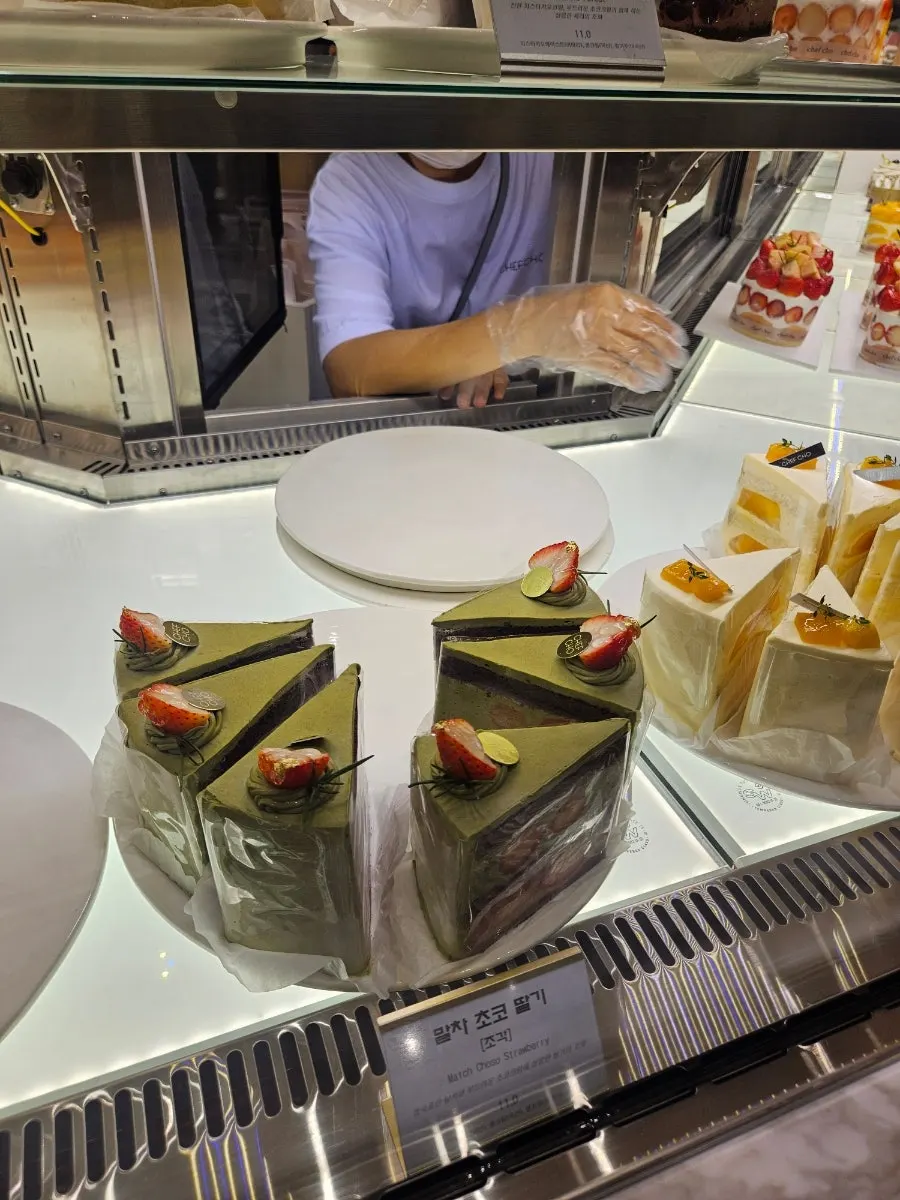 Close-up of displayed Chef Cho cakes