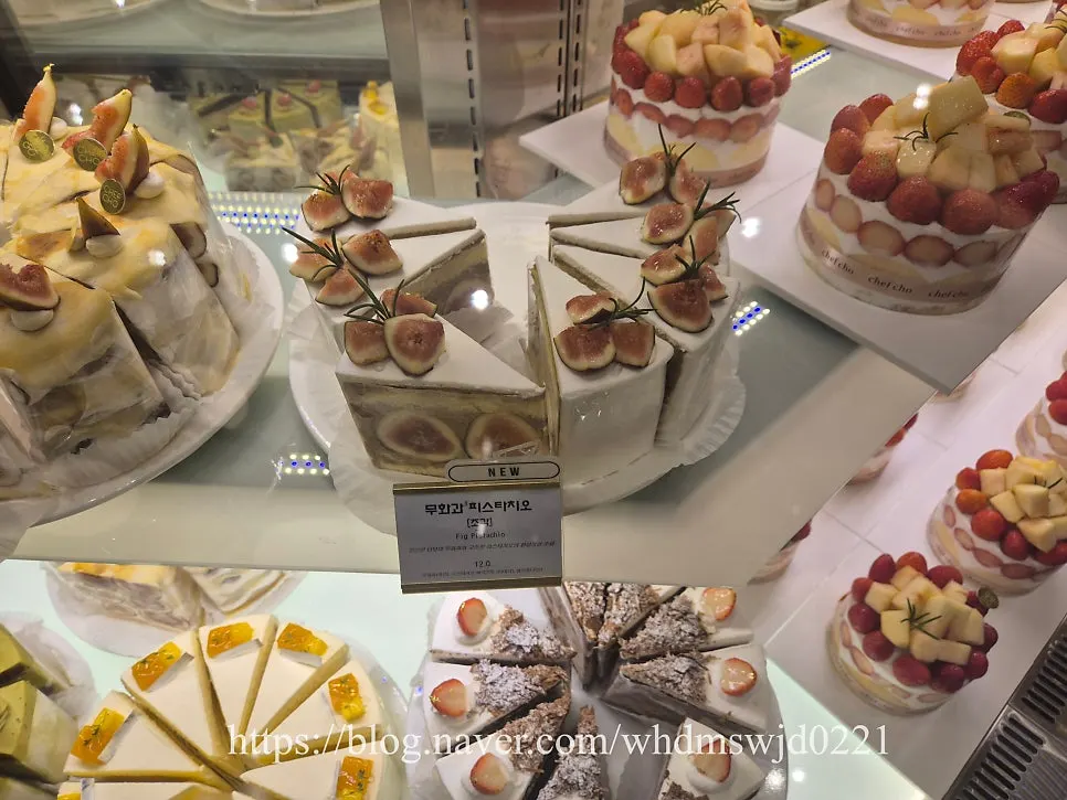 Strawberry cream slice cakes on the display counter