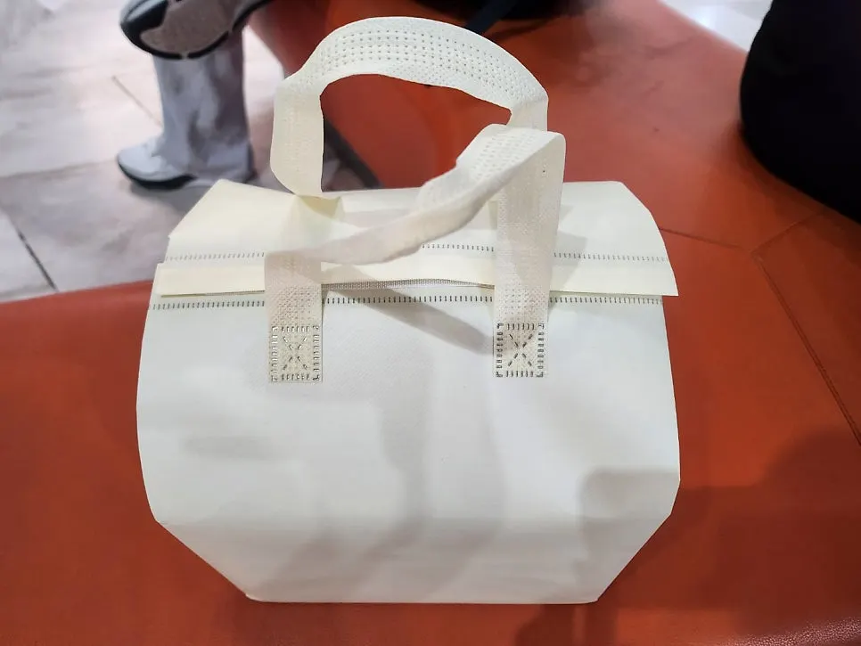 Chef Cho cake packed in a cooler bag