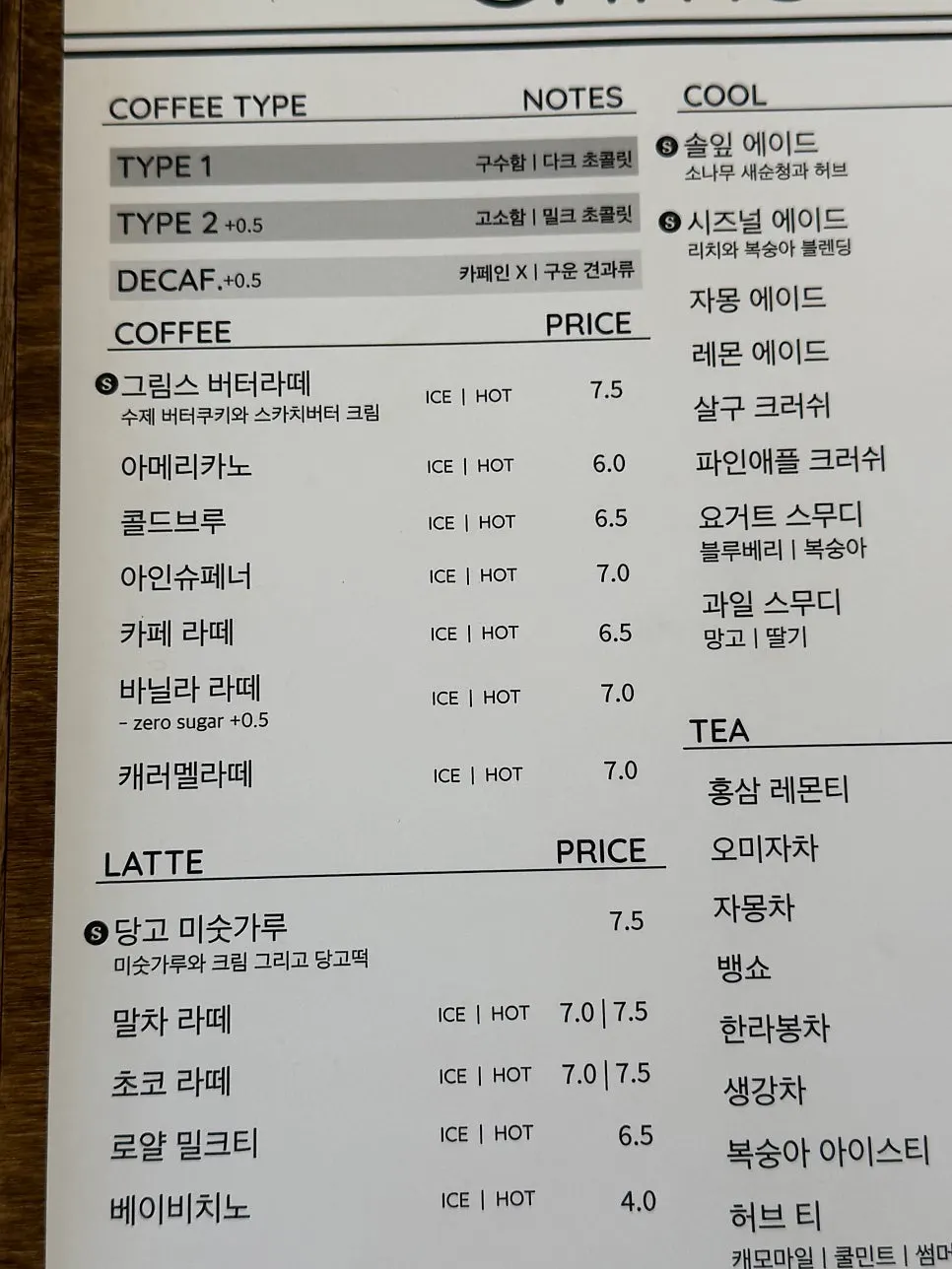 그림스 카페 브런치 메뉴 안내