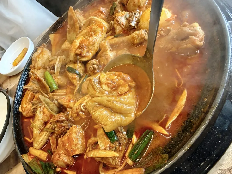 Simmering dakdoritang broth