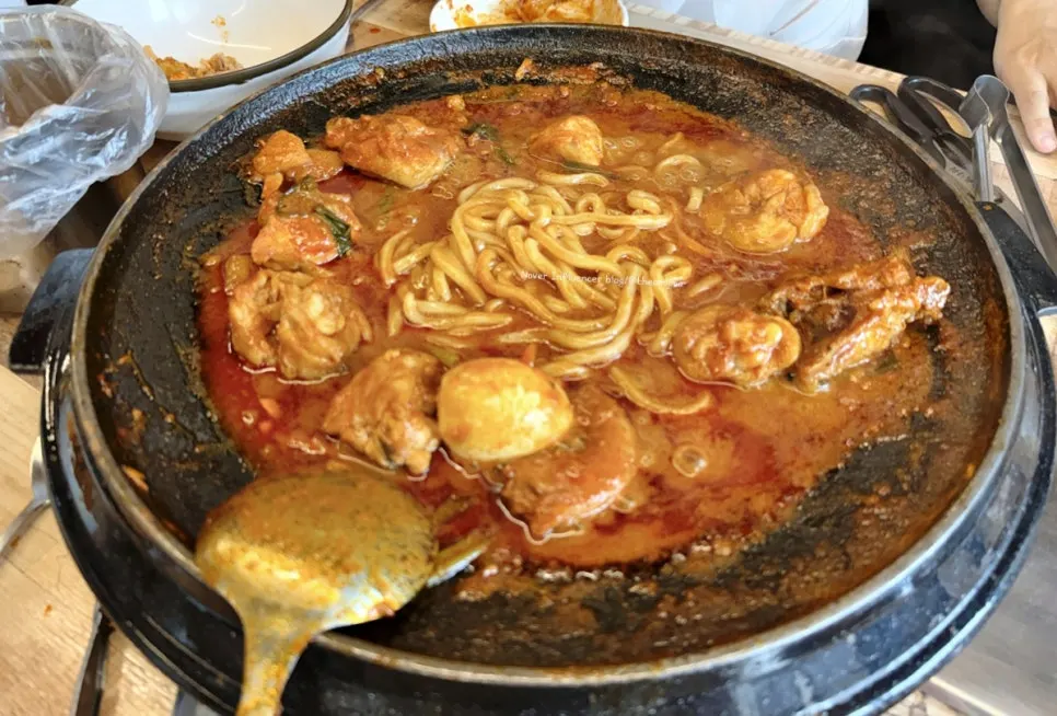 Takeout dakdoritang simmered again at home