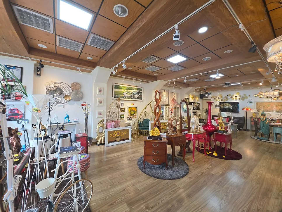 Store interior filled with large and small décor pieces