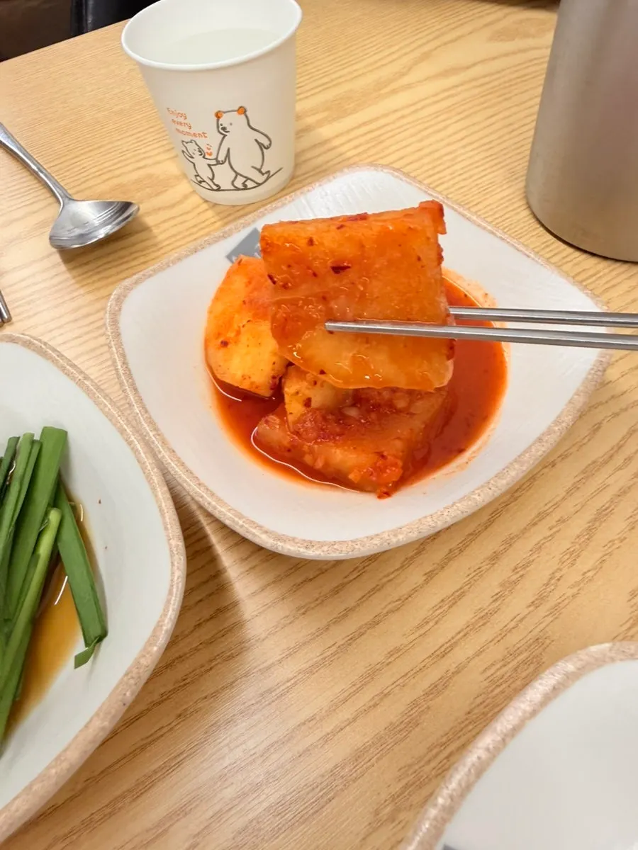 Yukdaejang kkakdugi and side dishes