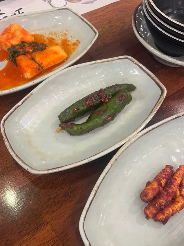 Neatly arranged banchan plates