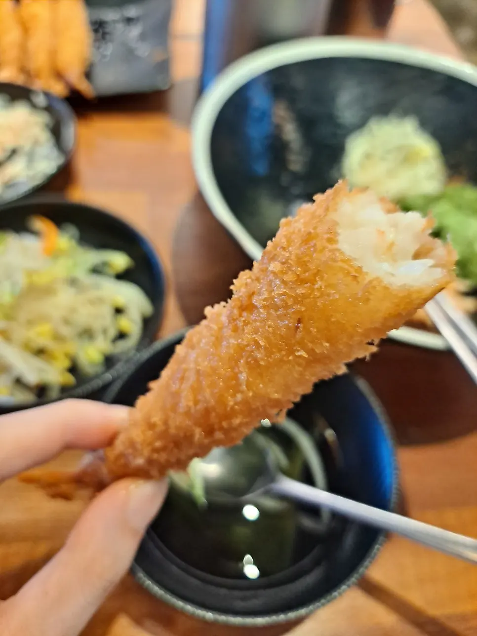 Close-up of crispy fried shrimp