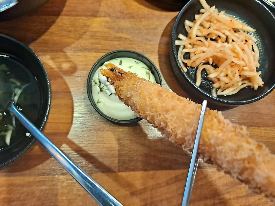 Plate of fried shrimp served two per person