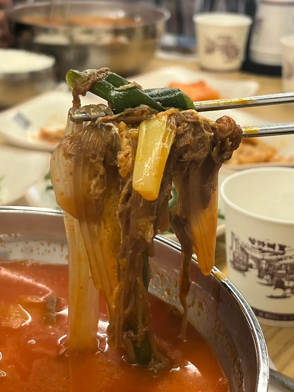 Yukgaejang toppings piled on rice