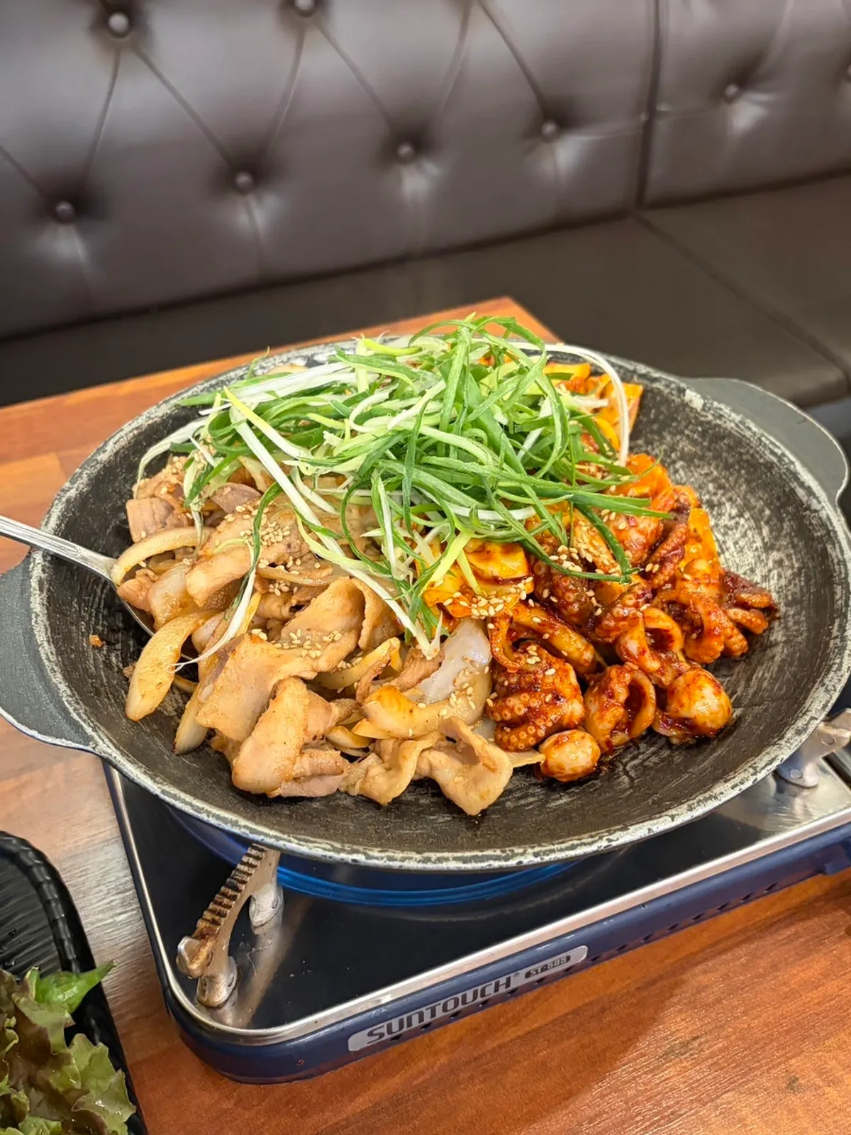 Cooked jjukkumi samgyeopsal for two servings