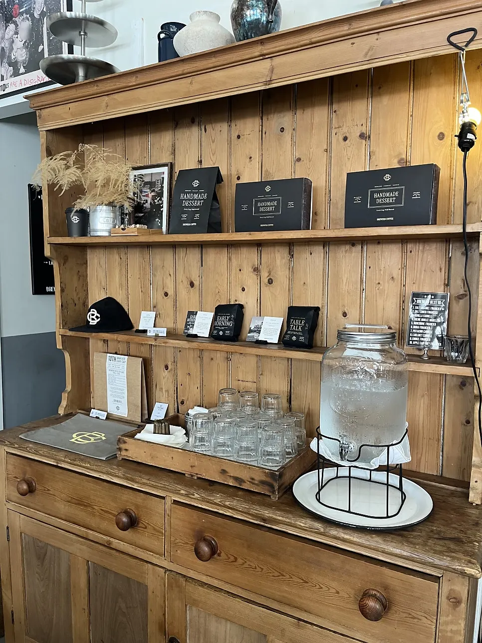 Corner of the café with vintage decor items
