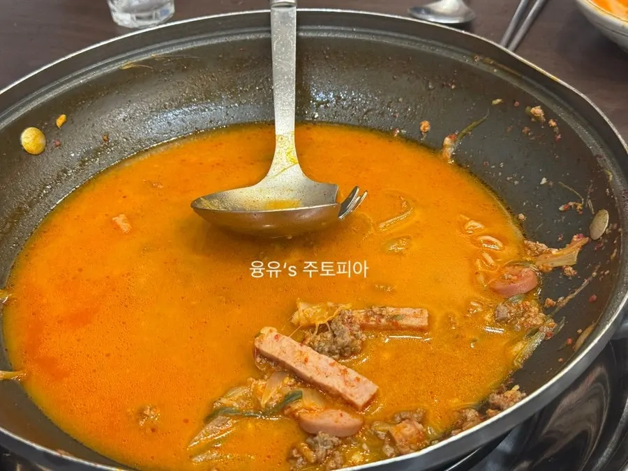 Budae-jjigae with ramen noodles added