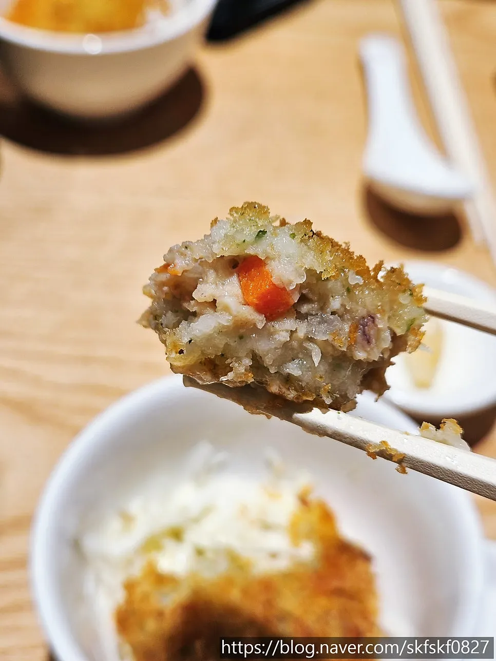 Miso soup served alongside the seafood croquette
