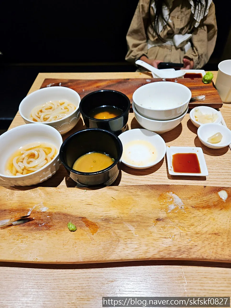 Table at Ganghan Sushi after finishing the meal