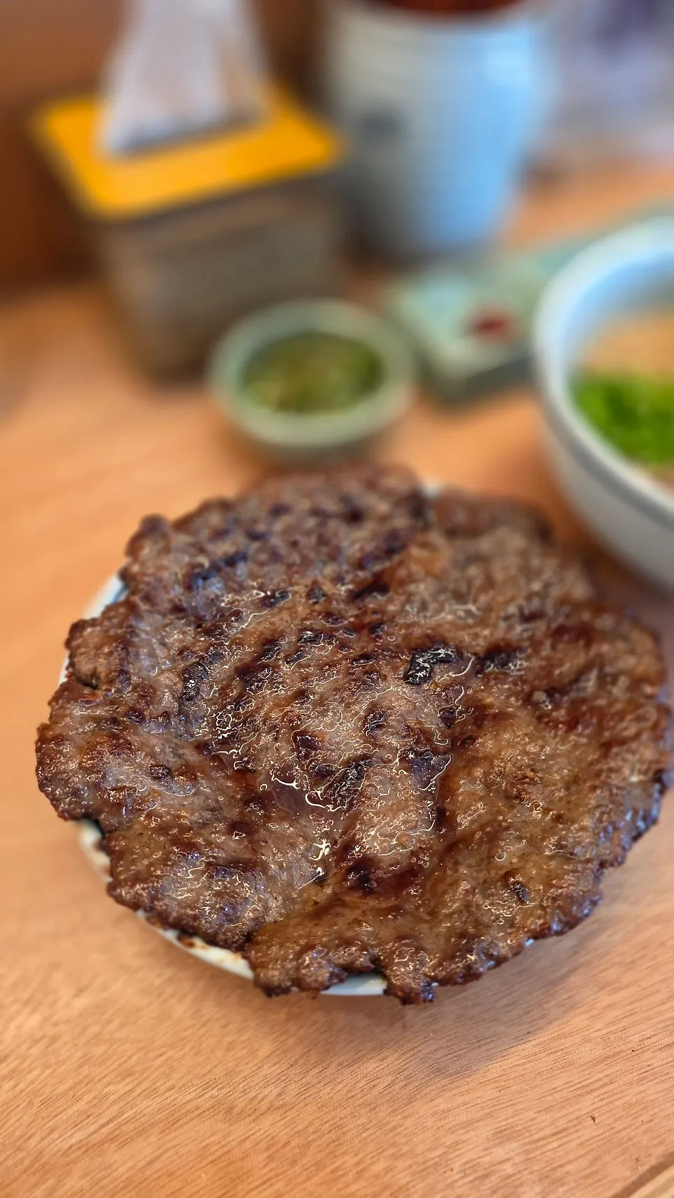 Hanpan galbi with a glossy coating of marinade