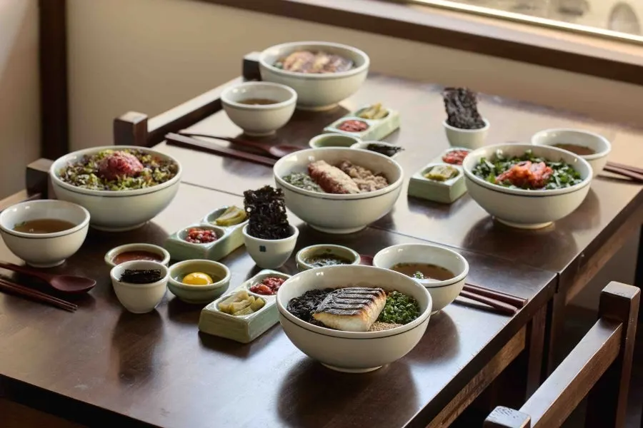 Korean meal spread at Hyangtaek Cheonan Buldang Branch