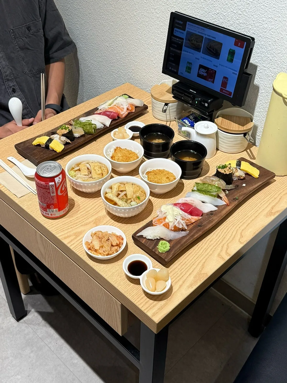 Table packed with Ganghan Special Sushi 12P and standard sides