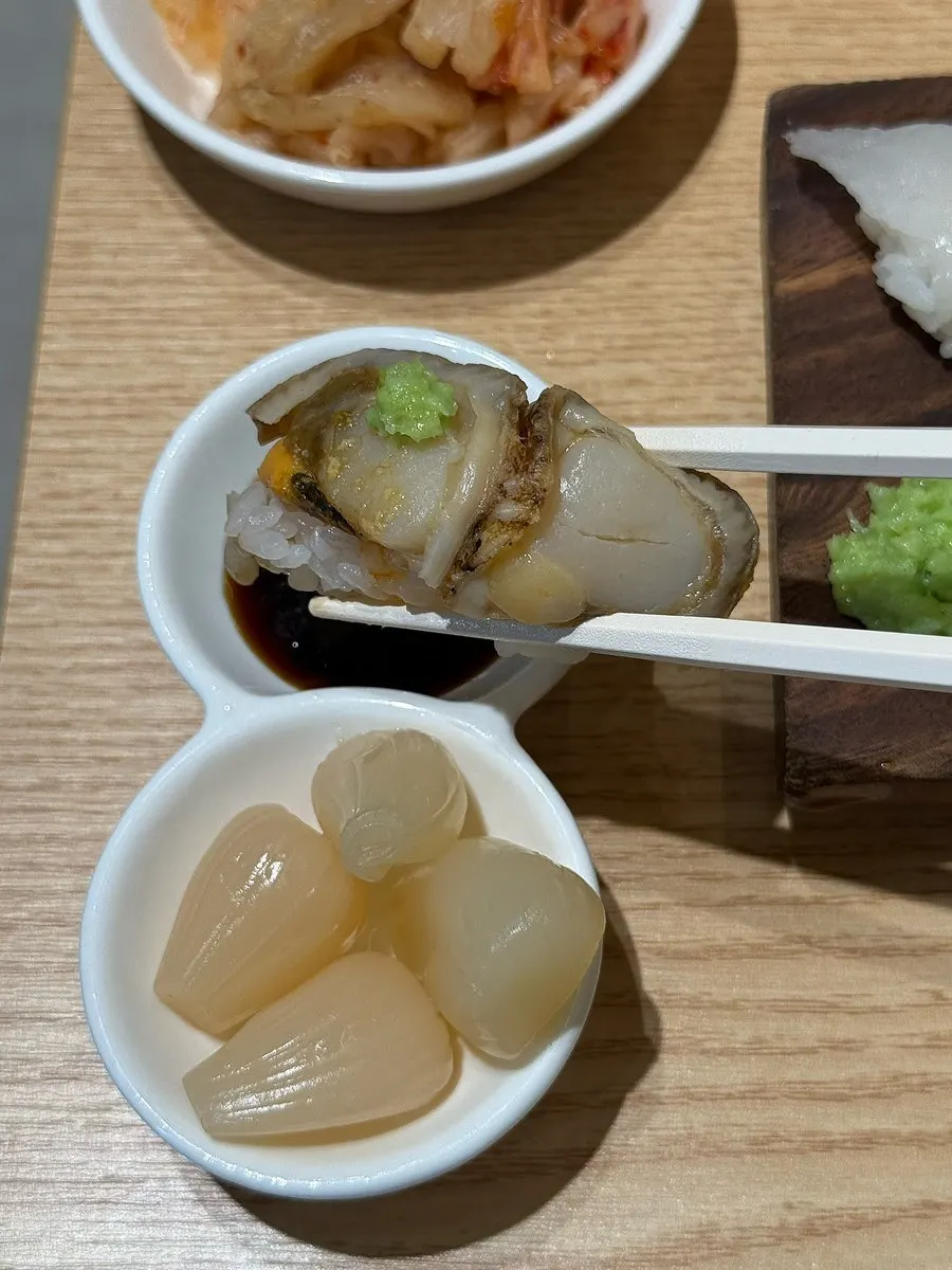 A piece of sweet egg sushi