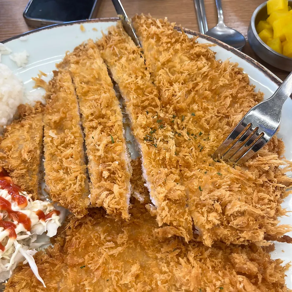 접시를 가득 채운 왕돈까스