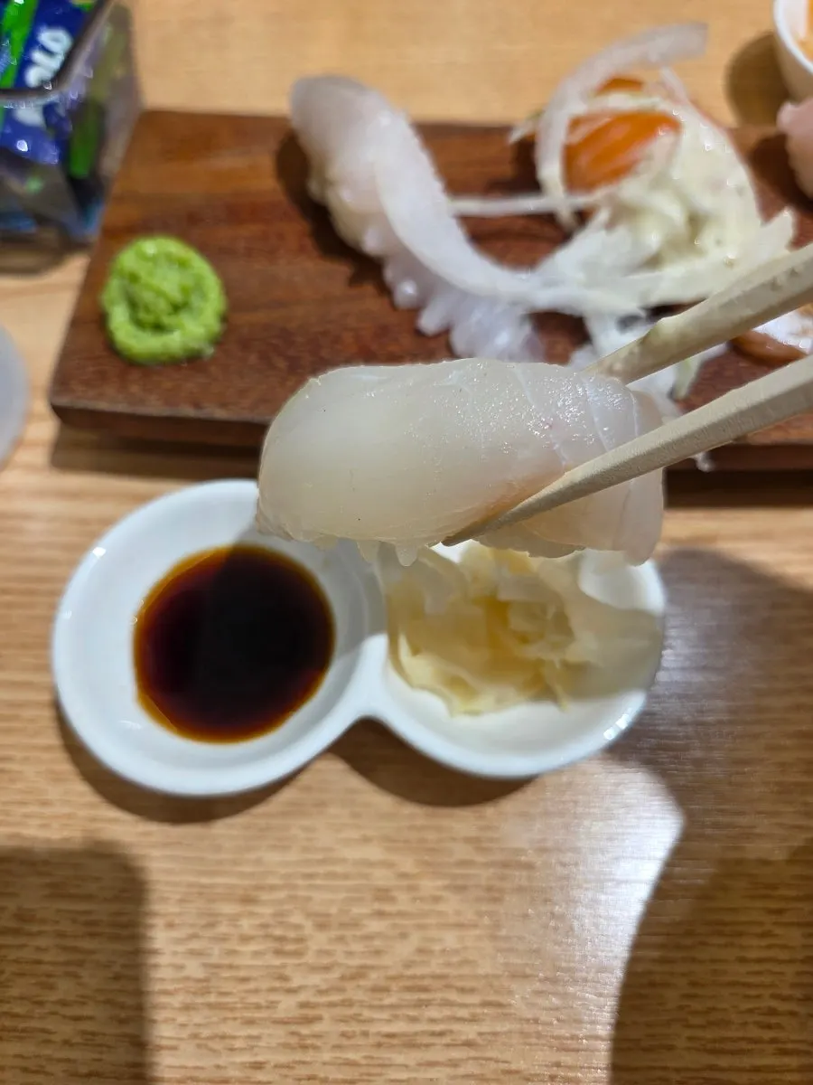 Close-up of salmon and white fish sushi