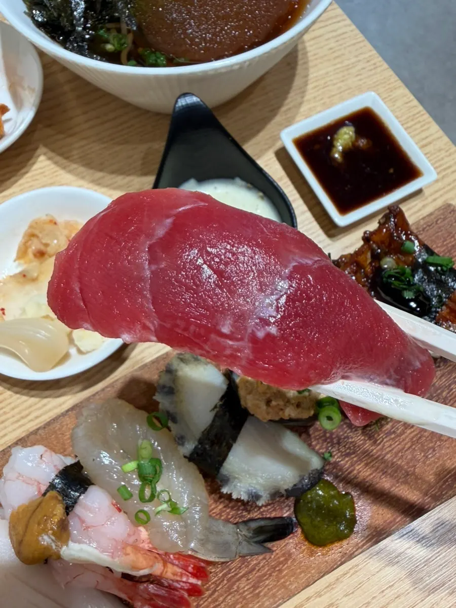 Flounder and salmon omakase sushi