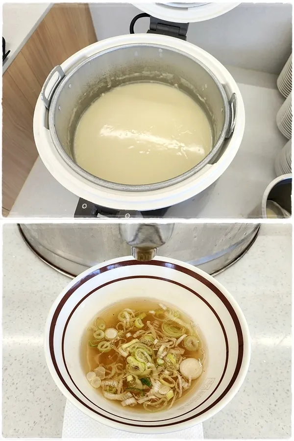 Soup and clear broth from the self-service bar