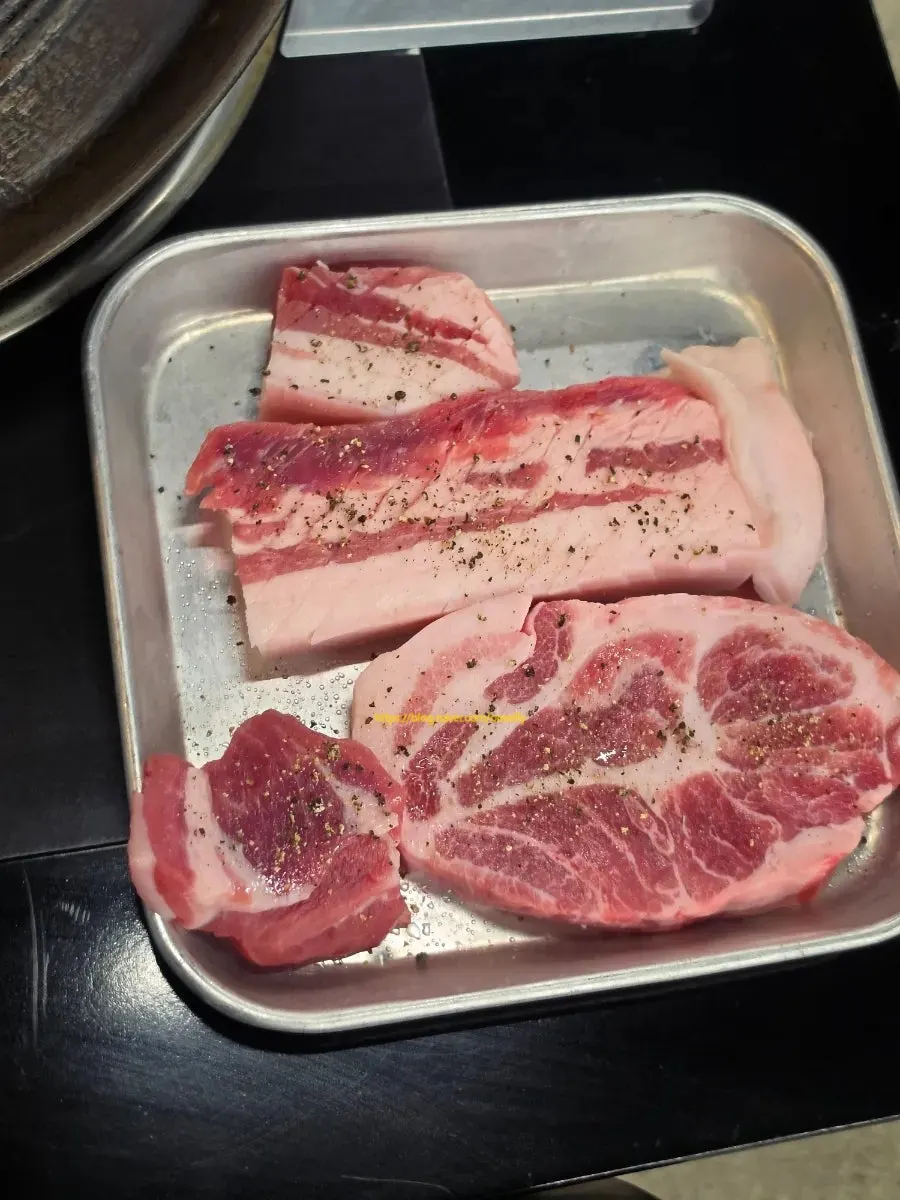 오겹살과 목살 510g 생고기 접시