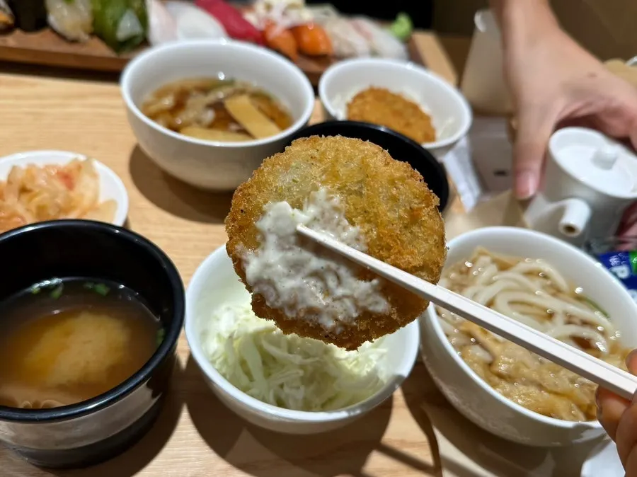 Seafood croquette with a crisp exterior and soft center