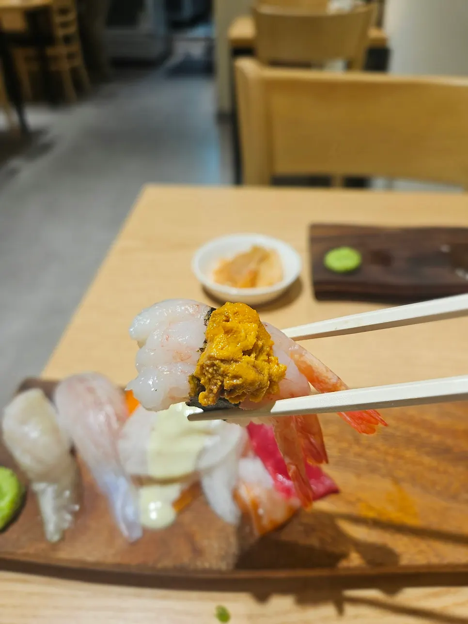 Omakase sushi with a varied selection