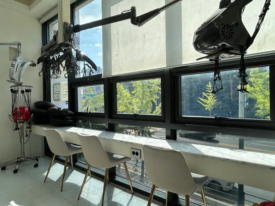 Clean, neatly arranged hair salon interior