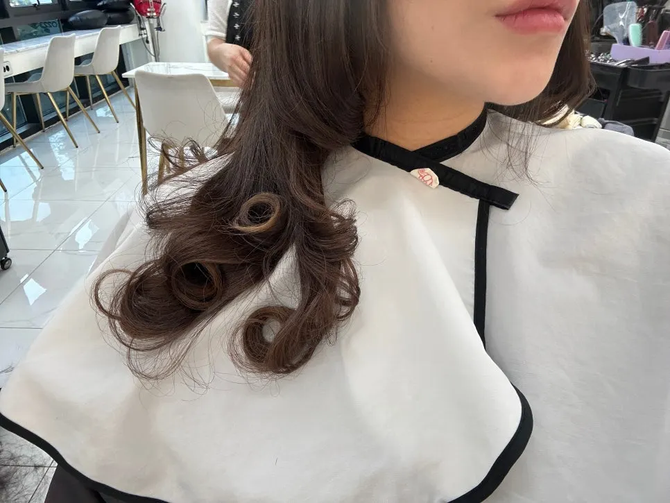 Heat-perm process for long-hair C-curls