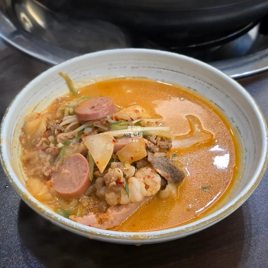 Budae-jjigae with added beef brisket