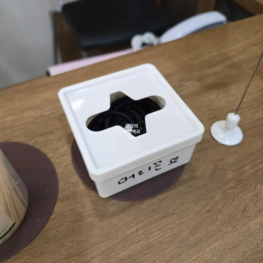 Hair ties placed at the counter